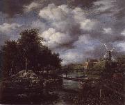 Jacob van Ruisdael Landscape with a windmill  near town Moat china oil painting artist
